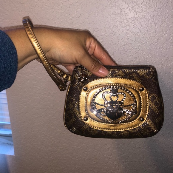 Kathy Van Zeeland Handbags - Kathy Van Zeeland Gold/Brown Wristlet